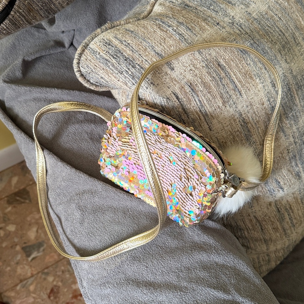 Justice Multicolor Sequin Crossbody Bag with Pom Pom - Picture 7 of 7